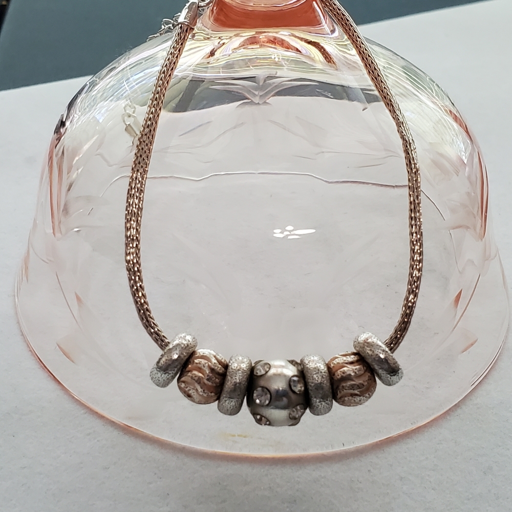 Dyadema 925 Italy Bracelet with Rose & Silver Beads (Adjustable!) - Picture 9 of 16
